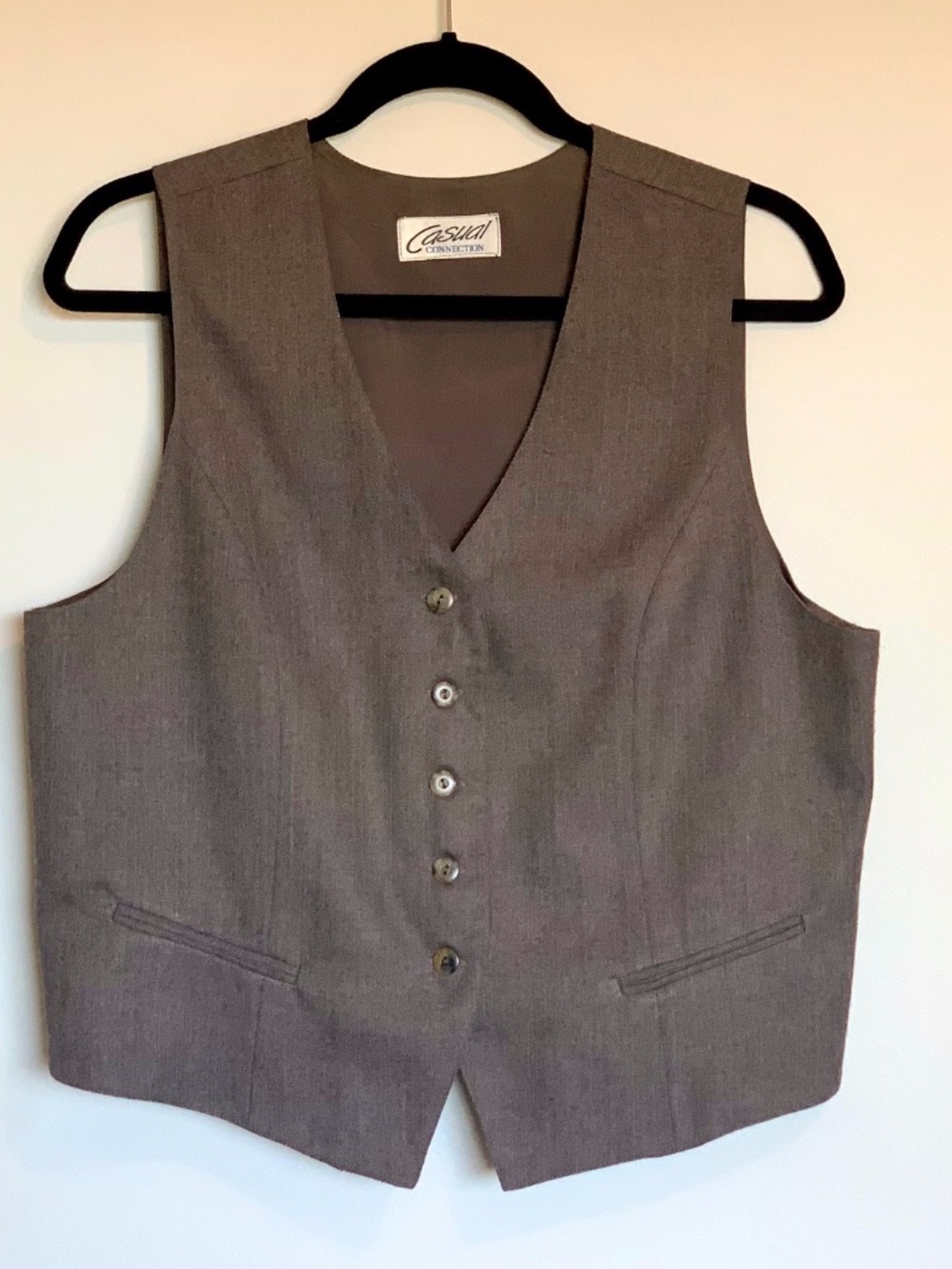 Casual Connection Vintage Brown Herringbone Pattern Vest SIZE 14